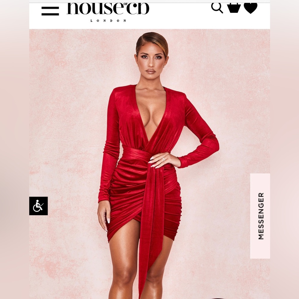 HOUSE OF CB RED VELVET MINI DRESS